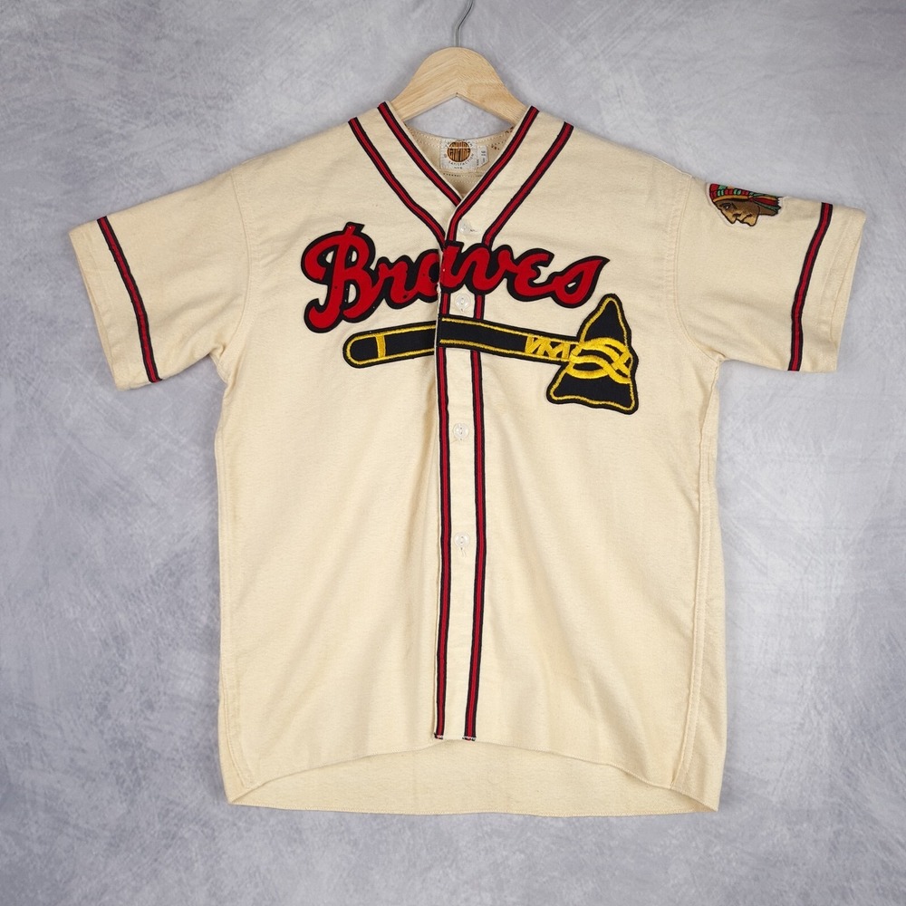 Boston Braves Jersey Youth Boys 16 White Milwaukee Stitched Baseball Shirt 1950s
